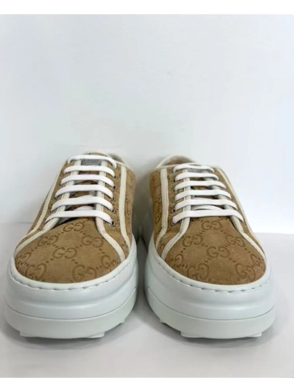 Gucci Women’s Tennis 1977 Trek GG Suede Platform Sneakers Buttersco EU40 796294